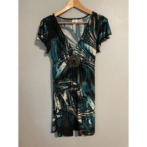 Heart Soul Dress Womens Large Abstract Print Babydoll Boho Fairy Grunge Y2K